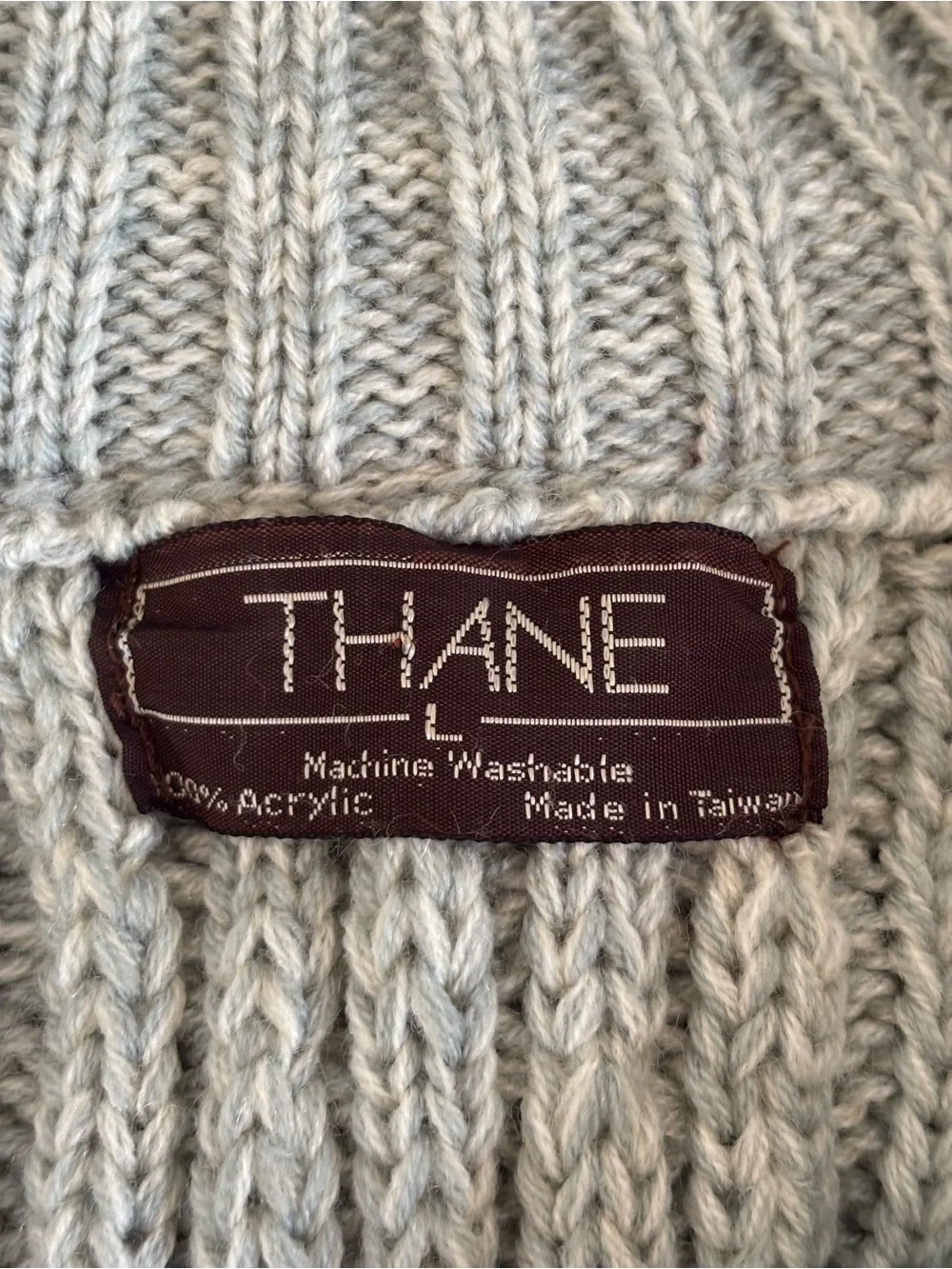 Thane Vintage Chunky Cable Knit Full Zip Sweater Mint Heather Men’s Size Large